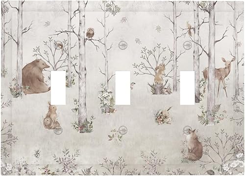 Miniatura 96 de Cubiertas de Interruptor de Luz de 1 Pandilla Bosques Animales Flores Hierba Árboles Placa de Pared Decorativa Interruptor Eléctrico para Decoración