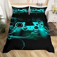 Vista 27 de Erosebridal - Conjunto de ropa de cama tamaño individual, de 2 piezas, 1 funda para edredón decorativa negra con estampado moderno de control