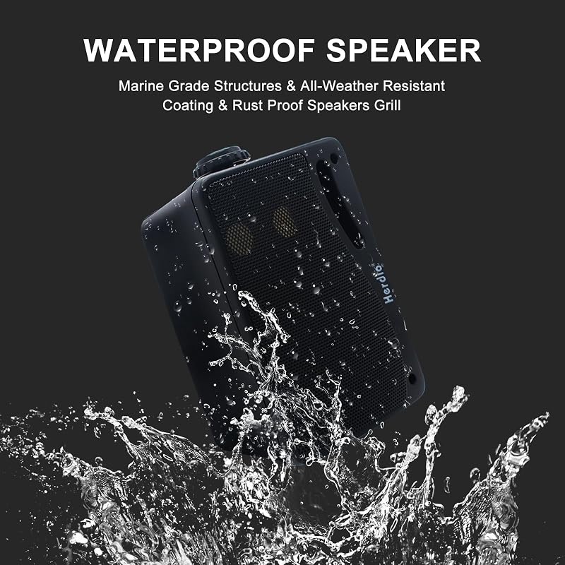 Herdio 3,5" Bluetooth Kültéri Hangszórópár - 200W Vízálló 3-Utas Hangrendszer Falra Szerelhető, 30m Hatótáv, AUX Bemenet, Teraszra, Kertbe,