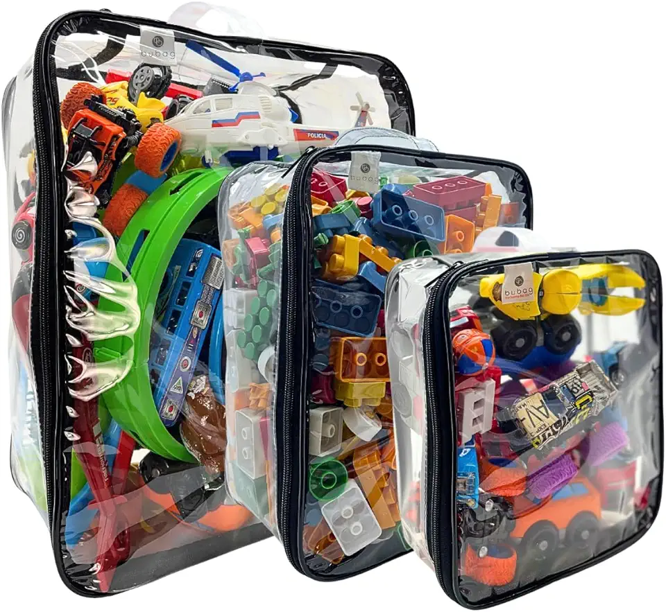 Kit 3 Organizador Brinquedos Ursinhos Carrinhos Empilhável Guarda Roupa C/Zíper Dobravél 1P + 1M + 1 G - bubag (Preto)