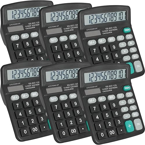 Calculadora a granel, calculadoras de escritorio de 12 dígitos con pantalla LCD grande y botón sensible, energía solar y de batería dual,
