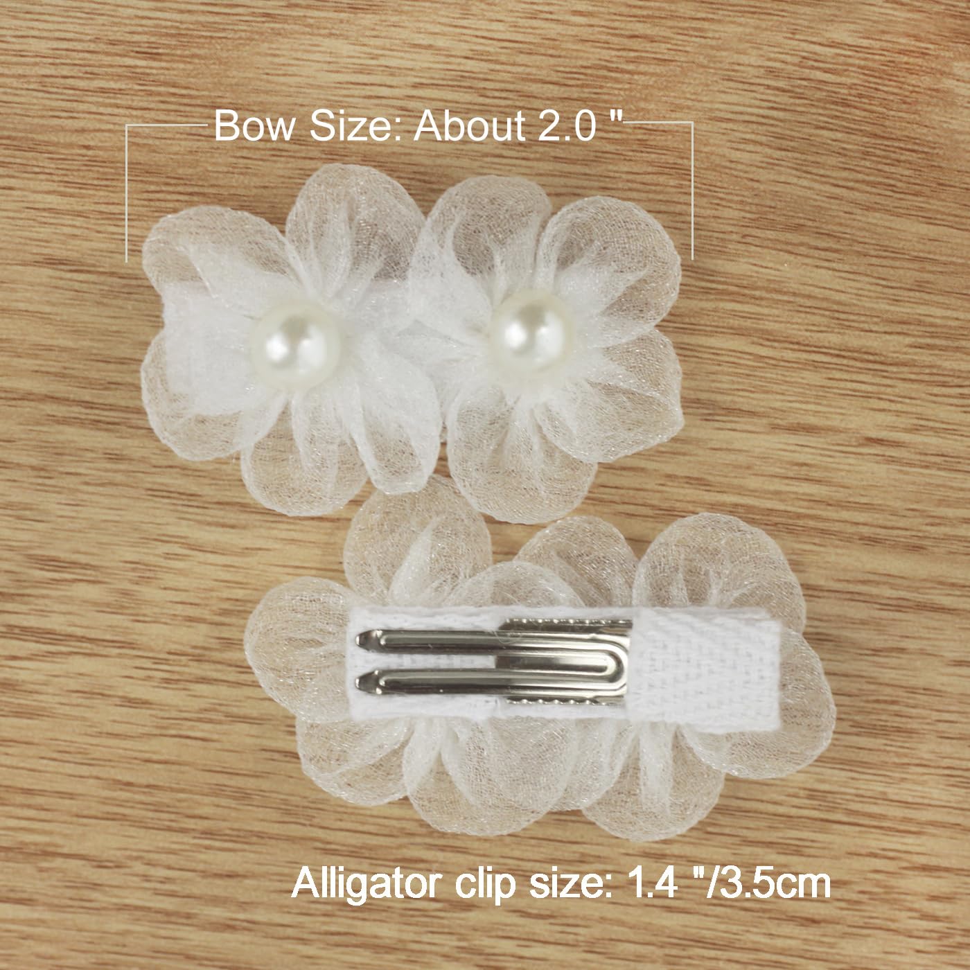 White Flower Hair Clips for Toddler Girls | Small 1.4 Inches, Alligator Clip