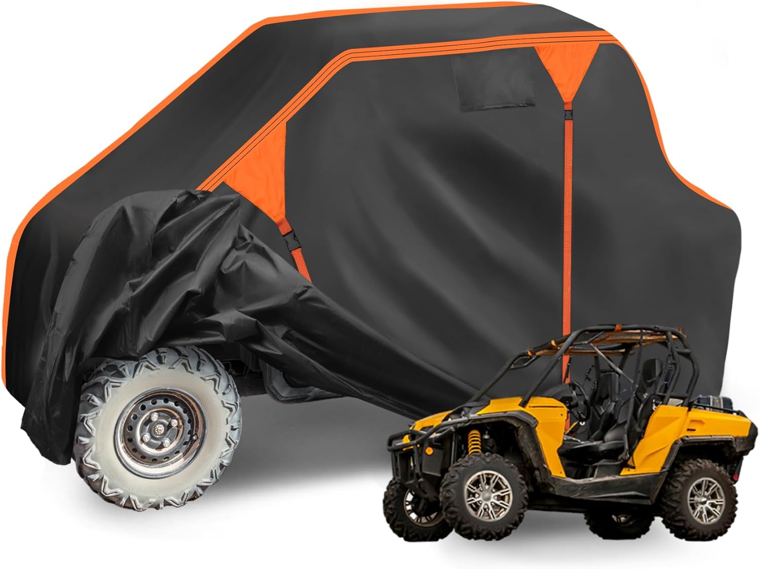 X AUTOHAUX UTV Cover for Can-am COMMANDER XT Waterproof Side by Side Cover Outdoor Sun Rain Storage Protection 210D-PU Black 340x162x188cm/133.86x63.78x74.02in