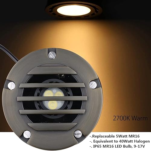 Miniatura 2 de Arrownine Iluminación de bajo voltaje en el suelo, luces de pozo de paisaje 9-17 V ACDC reemplazable MR16 LED para iluminación de paisaje, luces de