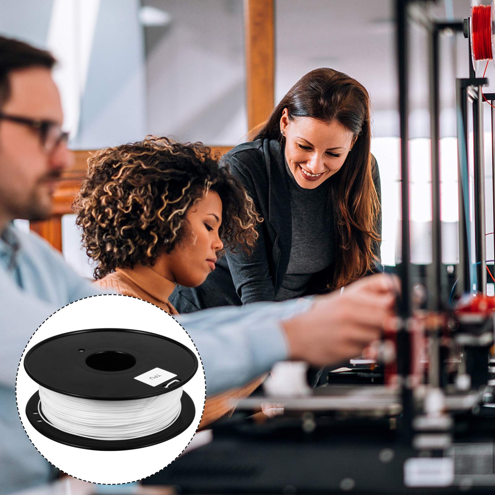 iplusmile Filamento Tpu Flexible para Impresora 3d, 1.75mm, 0.8kg, Fabricación de Precisión, Casi sin Atascos