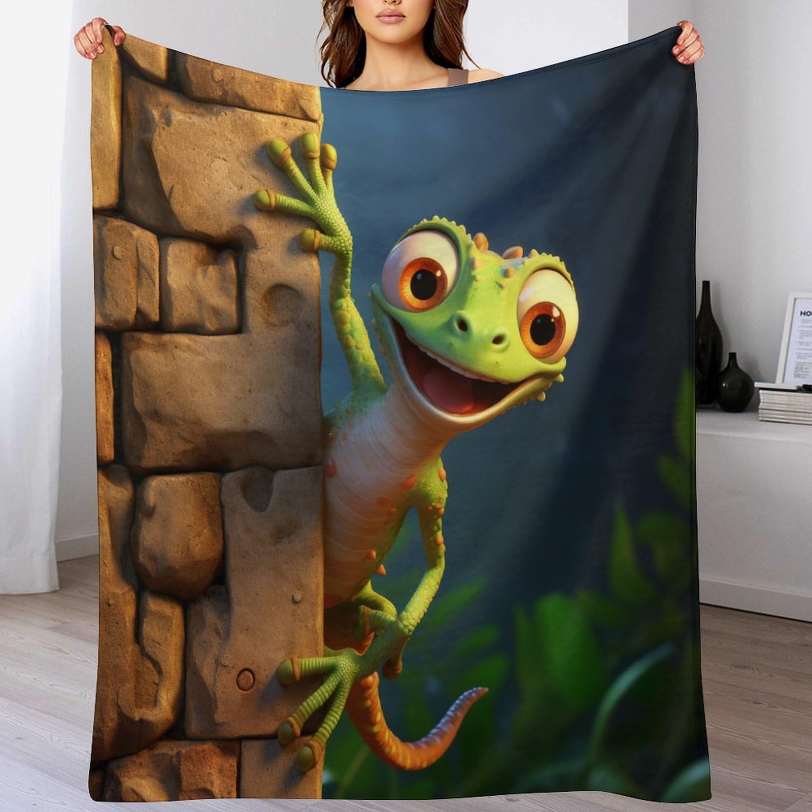Couverture polaire lézard 150x200 cm plaid chaud doux pour lit