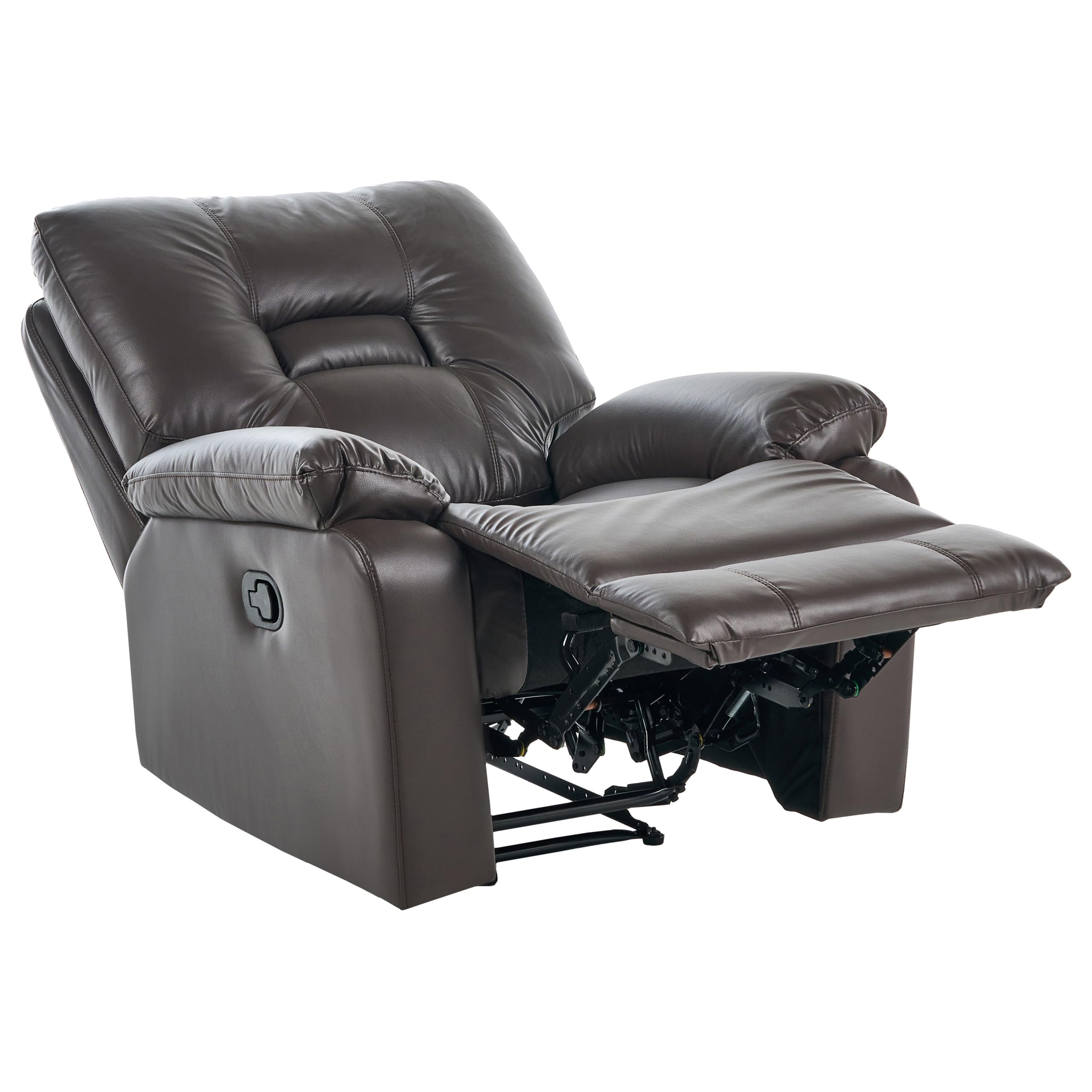 Ensemble Salon 6 Personnes 2 Canapés et Fauteuil en Cuir PU Marron avec Dossiers Réglables et Repose-pieds Confort et Design Beliani