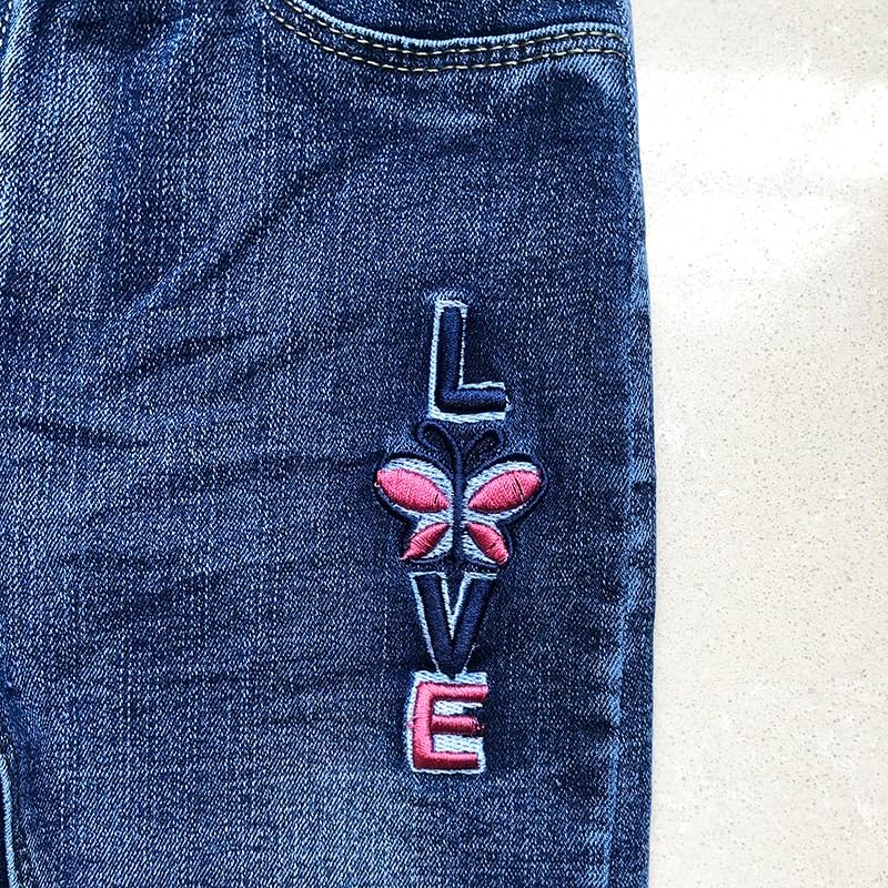 Peacolate 4-9T Infant Little Kids Girls Embroidery Jeans Denim Pants - Image 4