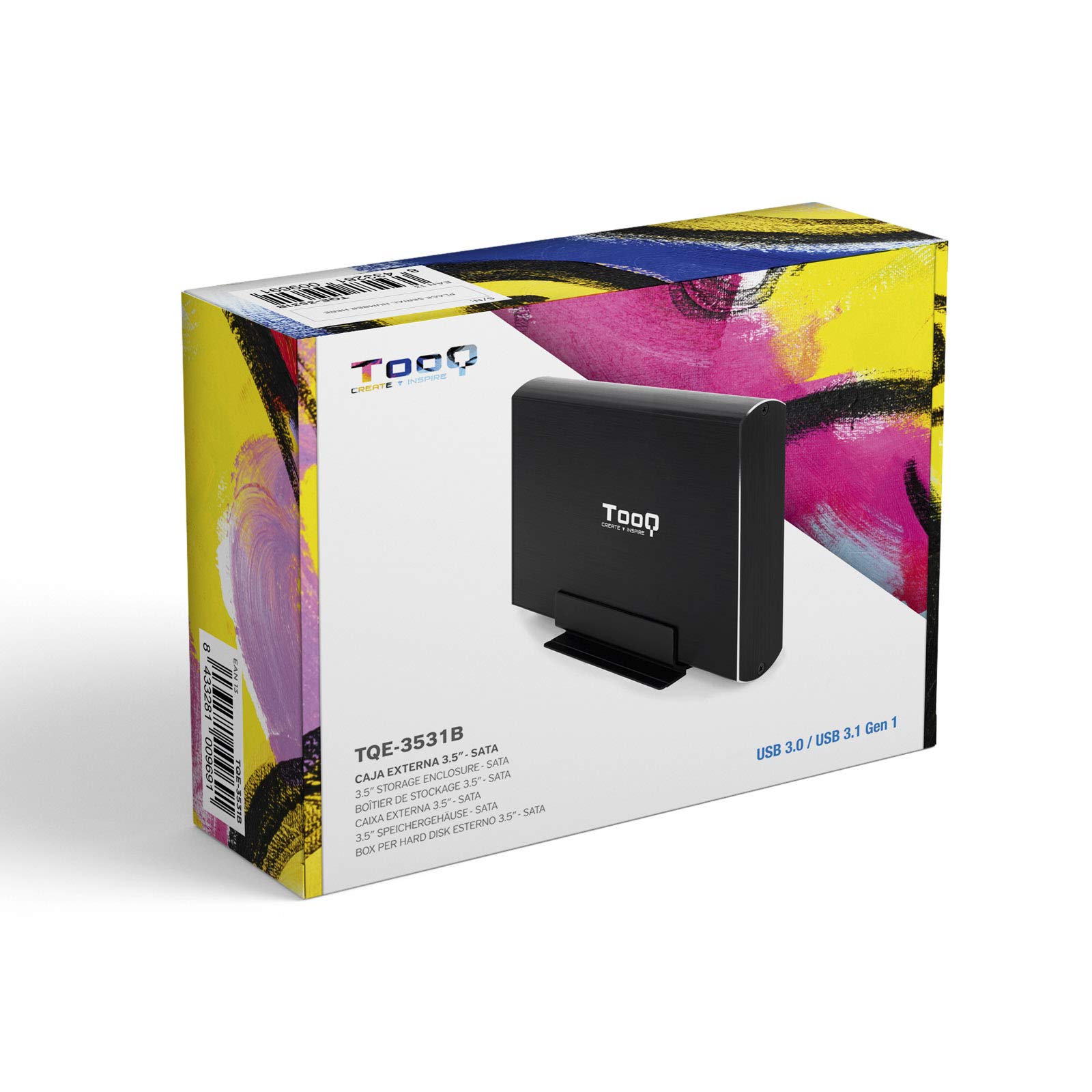 TooQ TQE-3531B - obudowa do 3,5 cala HDD (SATA I/II/III, USB 3.0), aluminium, wyświetlacz LED, czarna