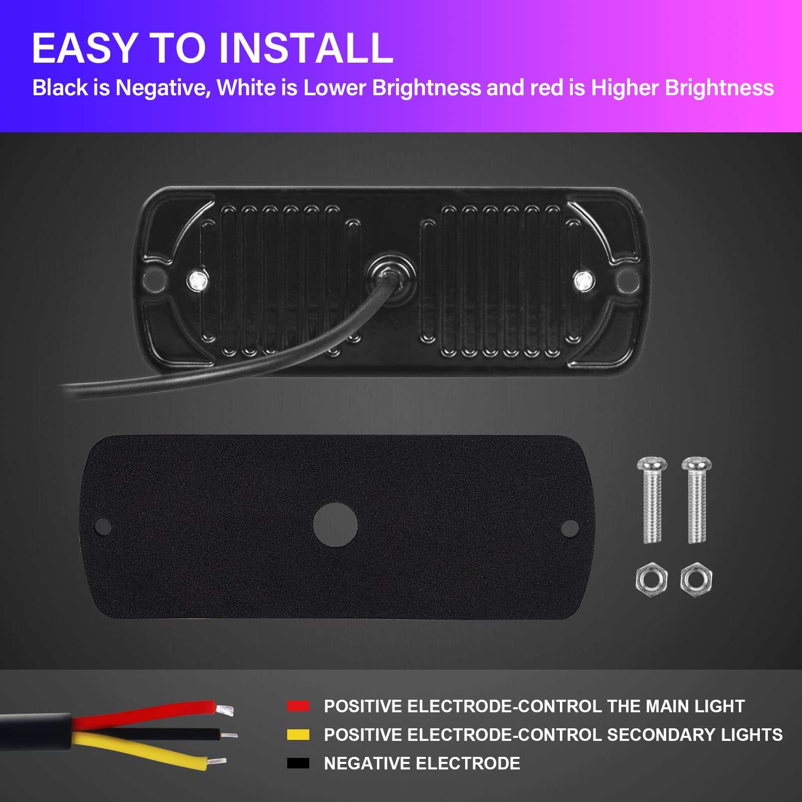 RIGIDON 2 Piezas 4.3 pulgada 12 led luz estroboscópica emergencia, 12v 24v faros antiniebla barras de luz led para trasera off road camión, coche, ATV, SUV, 4x4, barco, rojo impermeable IP67