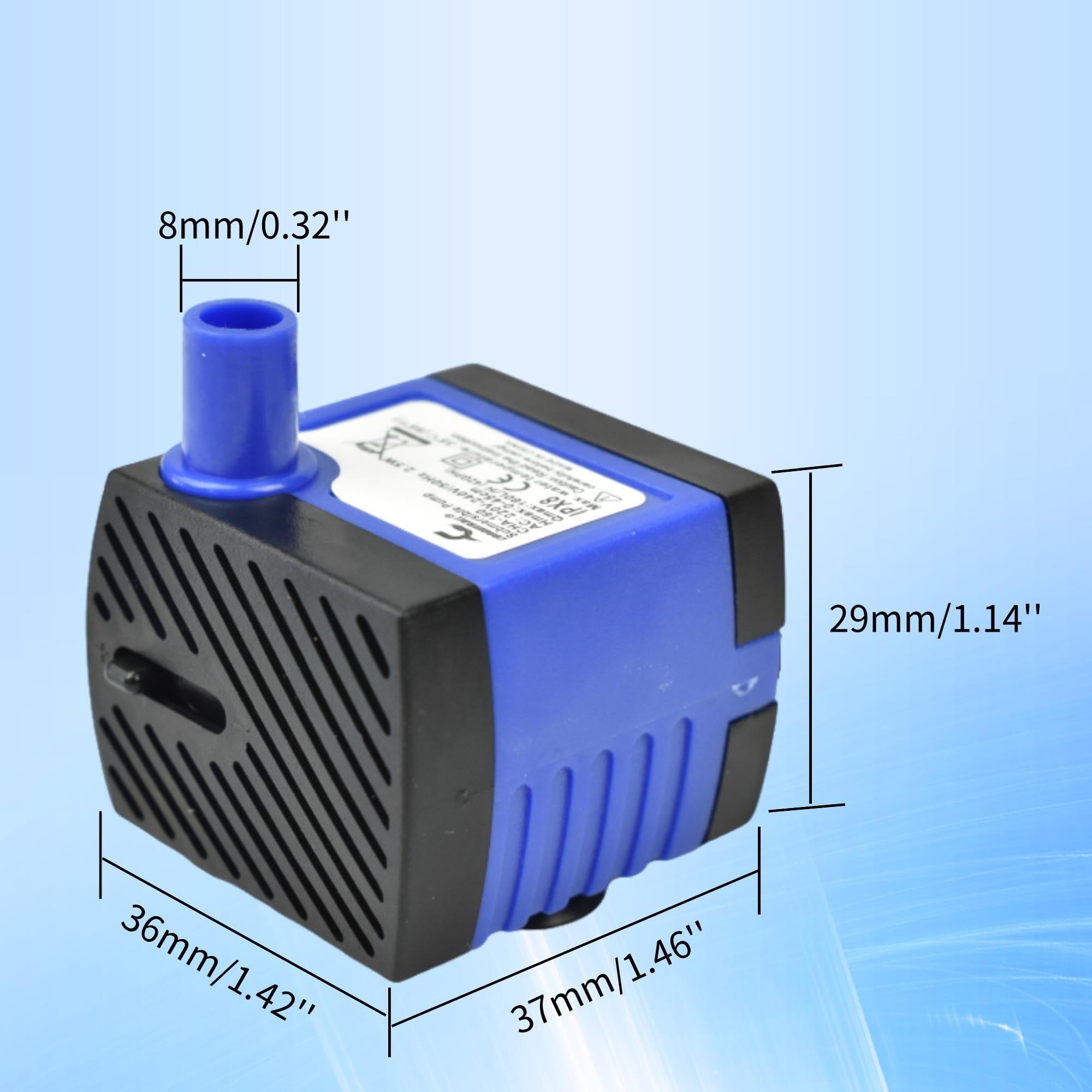 CONQUERALL Mini pompe submersible 2,5 W, débit de 42 GPH, hauteur de refoulement de 1,48 ft, pour petits aquariums et fontaines pour chats