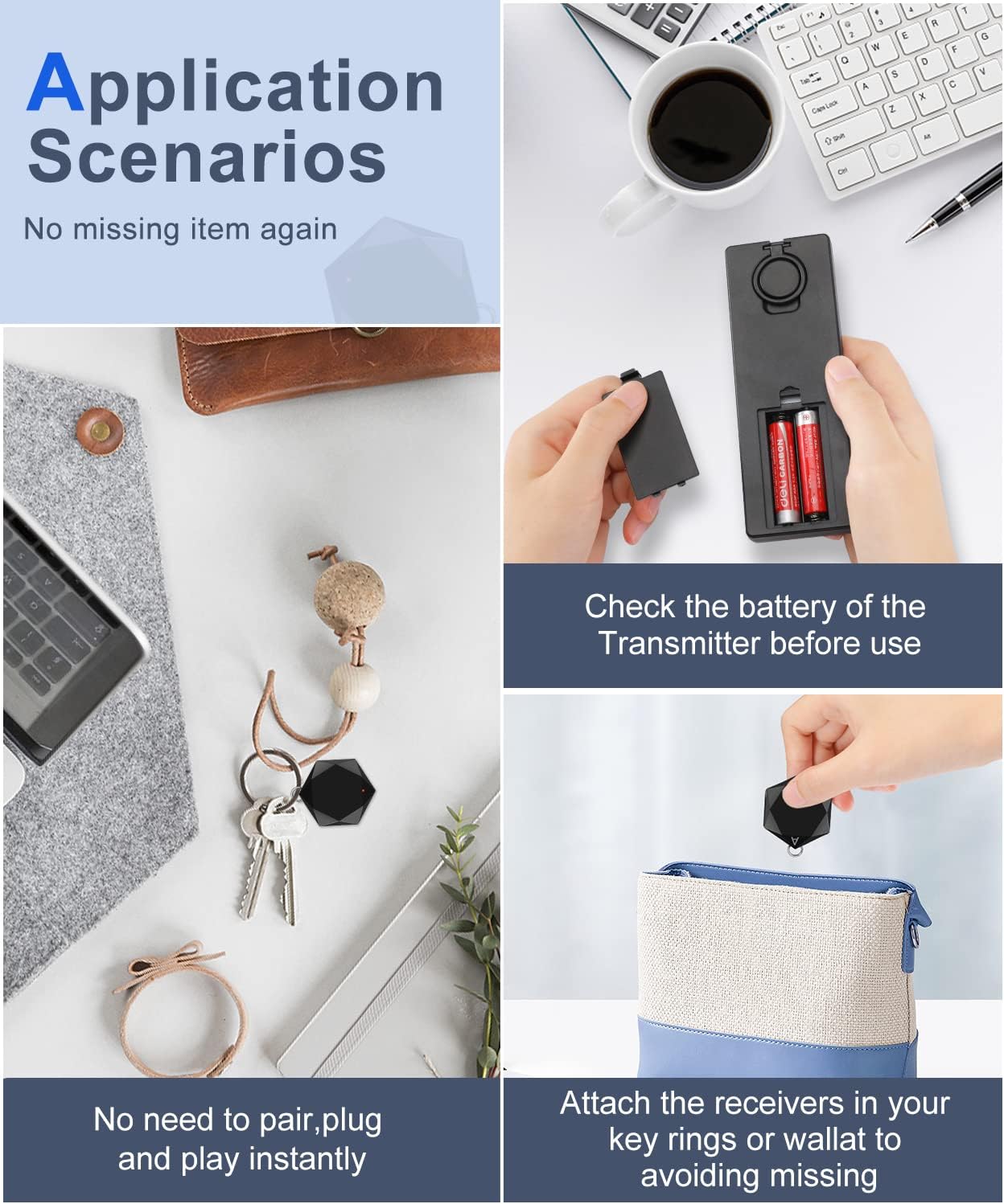 Elecpow Key Finder Locator with Sound,85 dB+Rf Remote Finder with 164ft.Wireless TV Remote Control Finder for Keys Wallet Remote Control Pet Phone,Key Chain Remote Tracker 4 with Receivers - Image 6