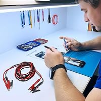 Vista 16 de Sumnacon Clips de cocodrilo de doble extremo, cable de cable de prueba de 15 A con clips aisladores, 2 cables flexibles de prueba de 3.3 pies