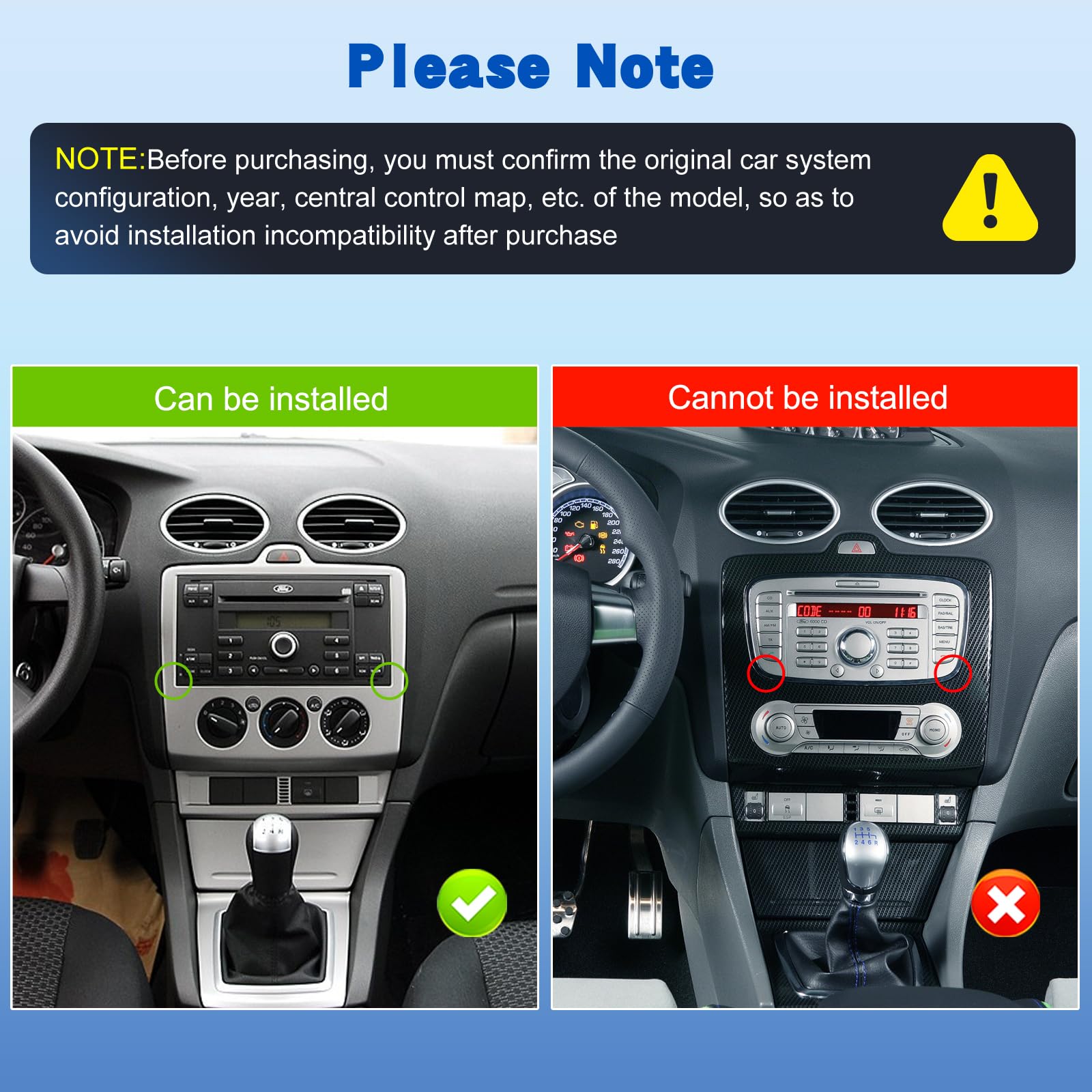 2G+64G Android Autoradio per Ford Transit Fiesta Focus Galaxy Mondeo Fusion Kuga C-Max S-Max con Wireless Carplay e Android Auto, Touch Screen 9 Pollici con WiFi, Navigazione GPS, Bluetooth, FM RDS