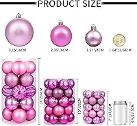 Vista 6 de XmasExp 60 mm / 2.36" Adornos de bola de Navidad irrompibles, juego de adornos para árbol de Navidad, 24 unidades (2.36 pulgadas, rosa)