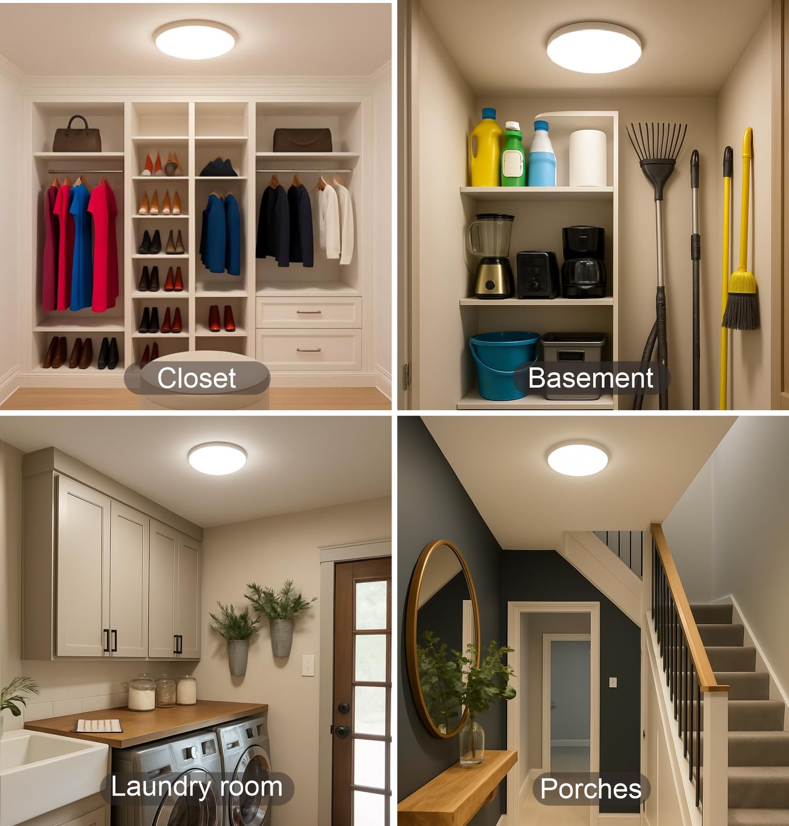 Lampa sufitowa z czujnikiem ruchu 9 cali 18 W do montażu podtynkowego 1800 lm 5 CCT 2700/3000/3500/4000/5000K 4 ustawienia jasności, brak oprawek 10% czuwania na dwóch poziomach z opóźnieniem,