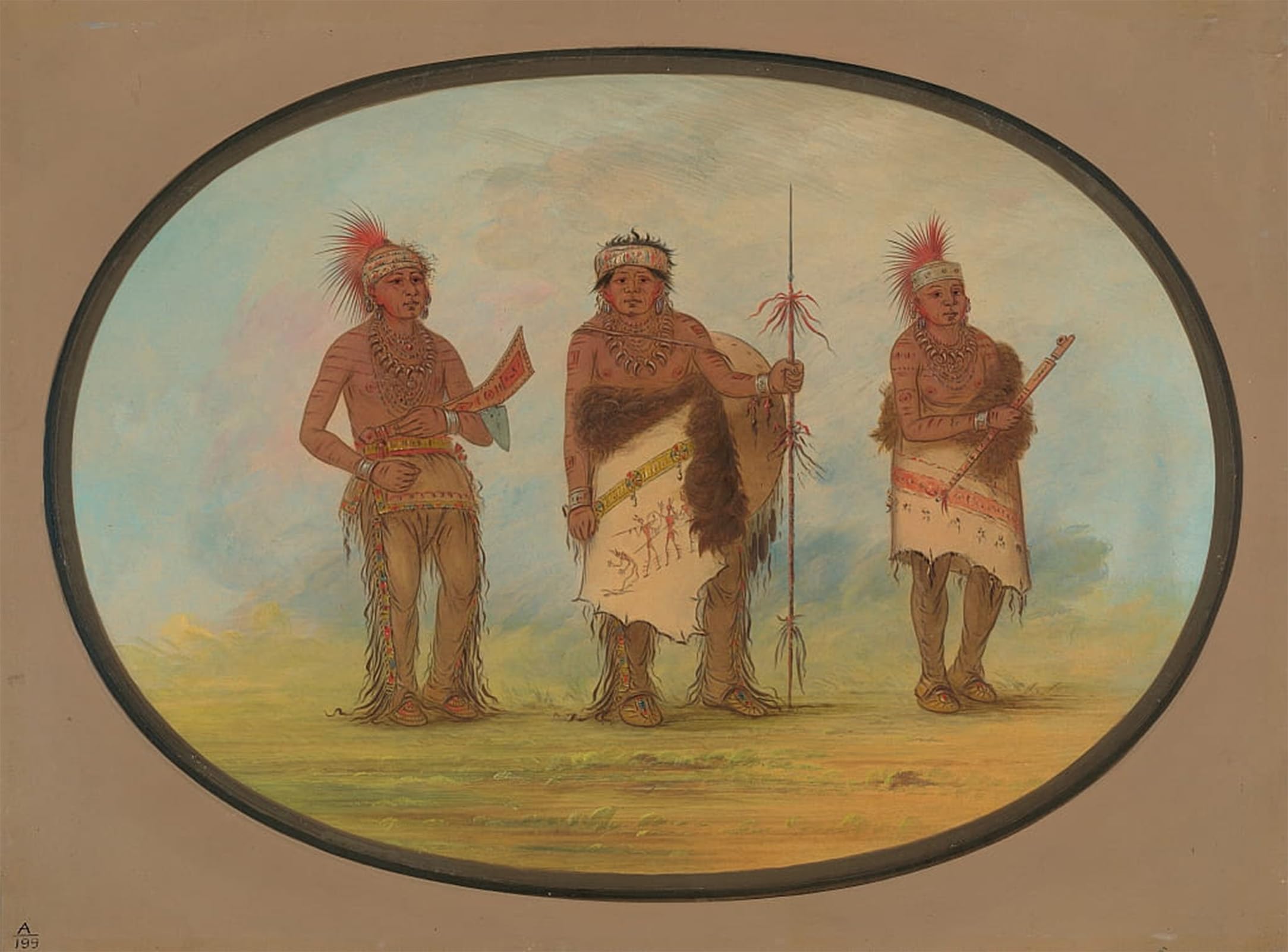 POSTERIIk Vintage Art Print Images Pictures Print Three Iowa Indians by George Catlin Modern Colour Posters for Office Home Decor 60x90cm