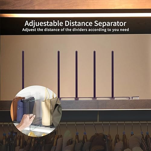 Miniatura 4 de Divisores acrílicos para estantes, paquete de 8 divisores transparentes de estantes de armario para ropa, bolso, bolso, organizador de lentes de