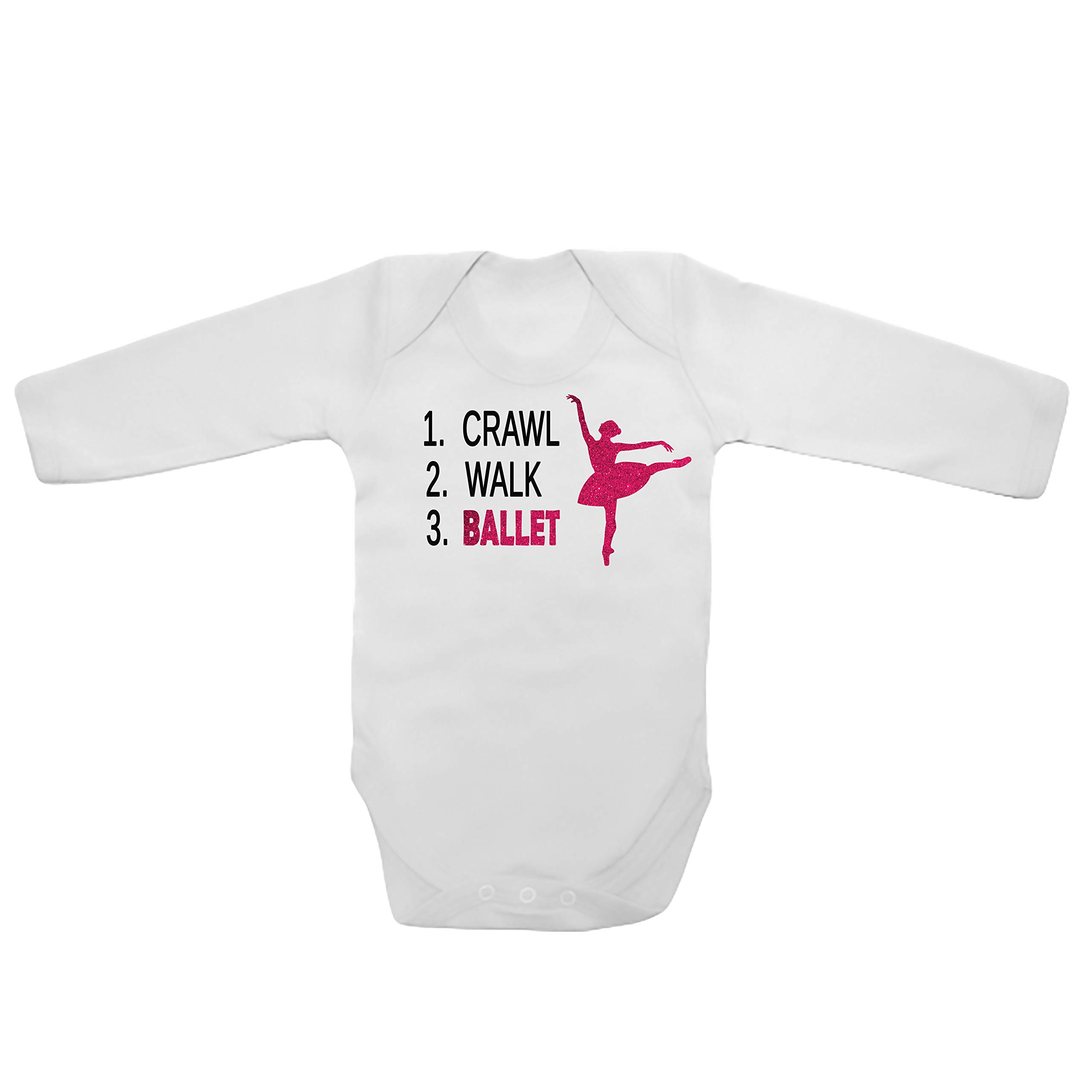 Unisex Long Sleeve Baby Vests Funny Graphic Phrase Printed Bodysuits One Piece Baby Grow for Infant Toddler Boys Girls - Crawl Walk Ballet