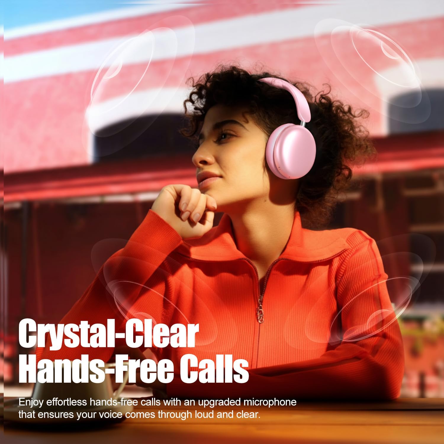 Wentronic Y06 Noise Cancelling Headphones,58H Playtime and 5 EQ Music Modes Wireless Over Ear Bluetooth Headphones with Microphone,Lossless Audio,Multipoint Connection,Foldable,Lightweight,Pink - Image 6