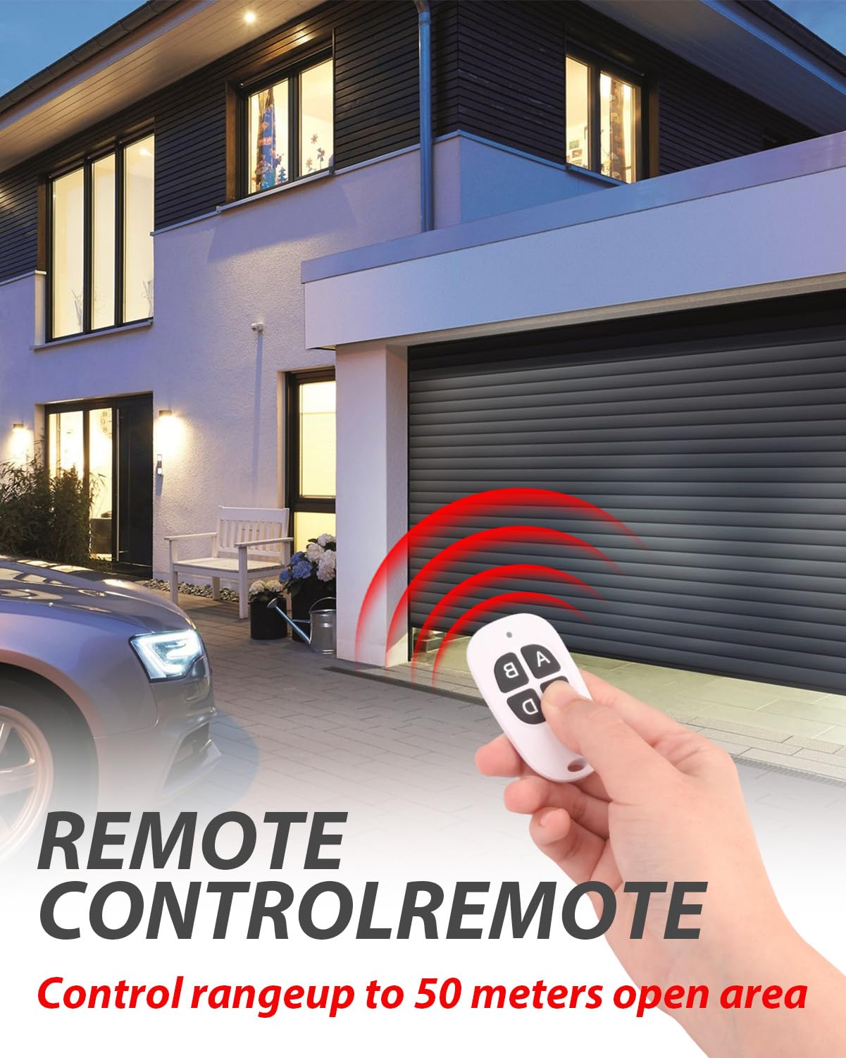 Telecomando Universale Cancello 433.92 MHz 2 Pezzi Clonazione Garage Porta Telecomando Chiavi a Quattro Canali Codice Fisso Bip 50M Lunga Distanza Duplicatore Senza Fili Clonazione