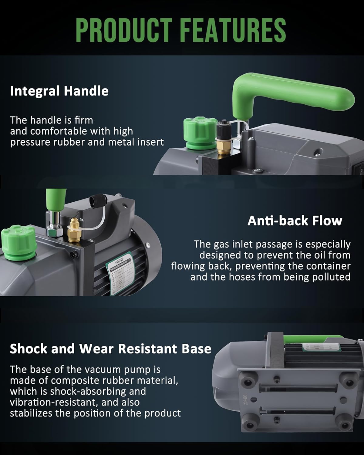Lichamp AC Gauges R134a R22 R12 R502 A/C Diagnostic Manifold Gauge Set with 5FT Hose and 4.5 cfm 1/3 HP HVAC Single Stage Vacuum Pump for R134a R410a R22 R12