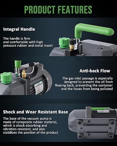 Miniatura 7 de Lichamp Medidores de CA R134a R22 R12 R502 A/C Manómetro de diagnóstico conjunto con manguera de 5 pies y bomba de vacío de una sola etapa HVAC de