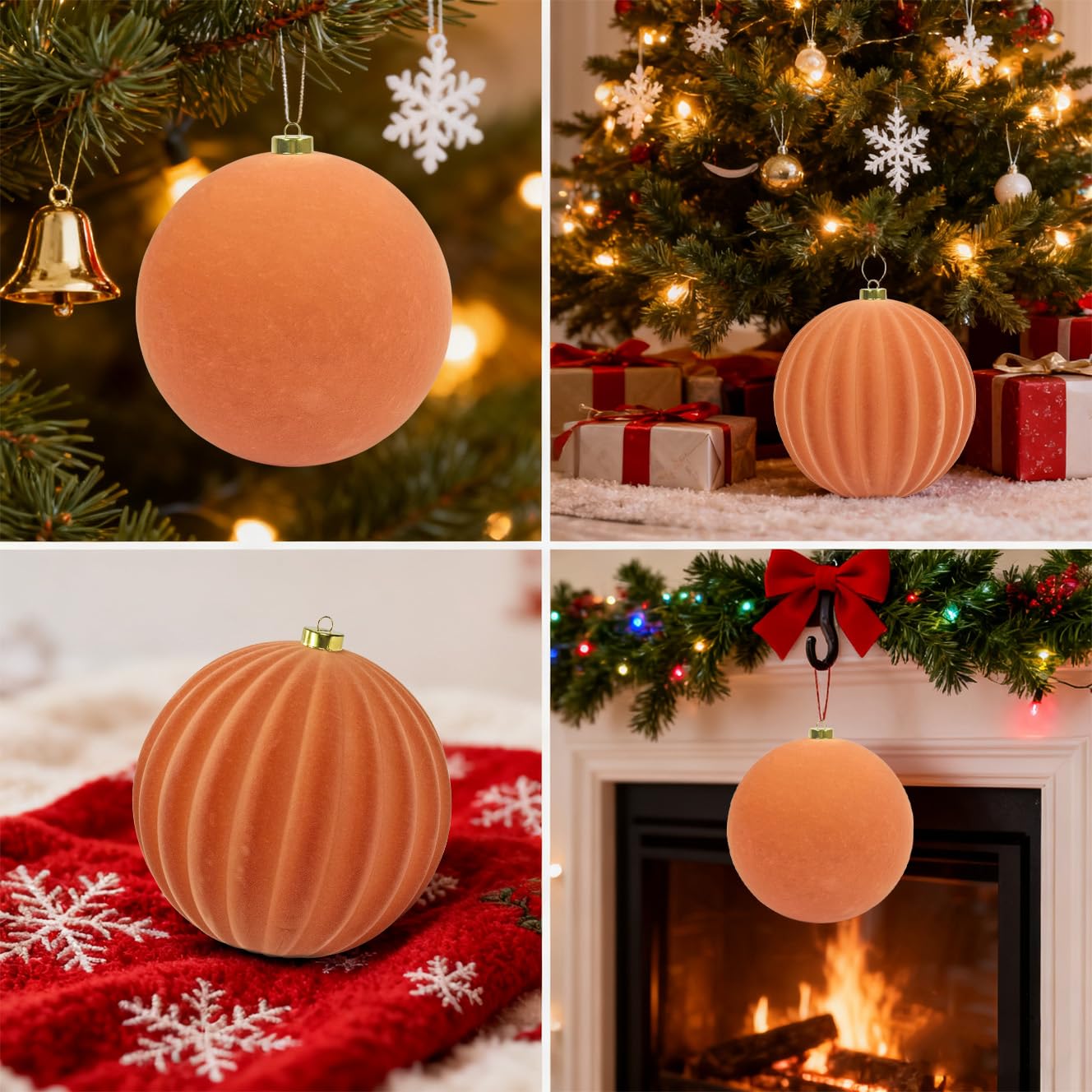 LANGXUN Lot de 2 boules de Noël en velours incassables à suspendre pour sapin de Noël, fête de mariage, décoration d'intérieur (or rose)