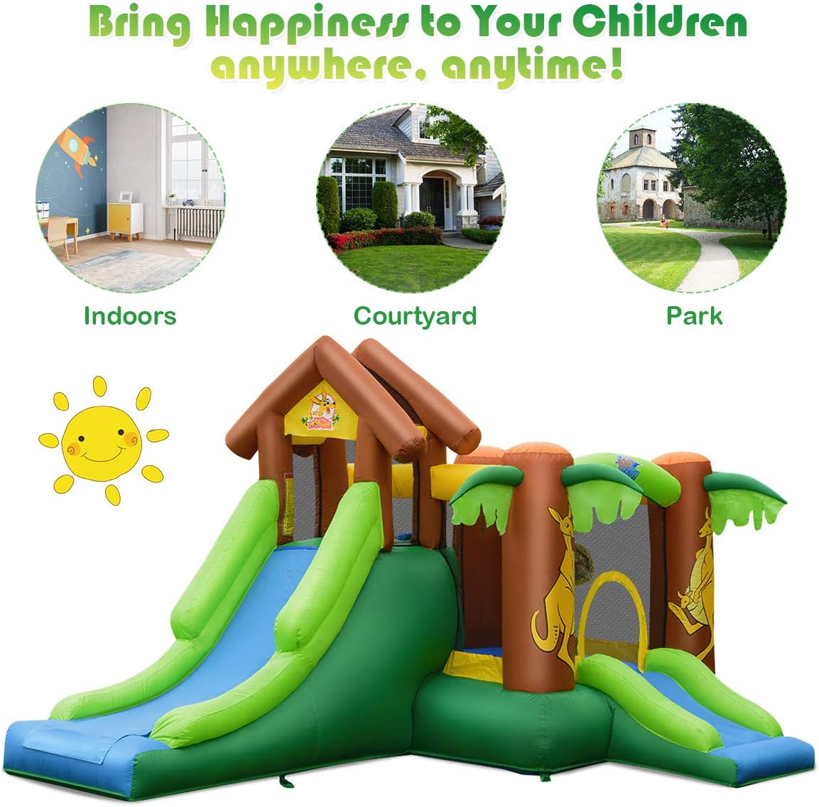 BOUNTECH Inflatable Bounce House, Bouncy House for Toddler Kids 5-12 Ages Indoor Outdoor Party Family Fun w/Climbing, Large Ball Pit, Basketball Rim, Blow up Jumping Castle for Birthday Party Gifts