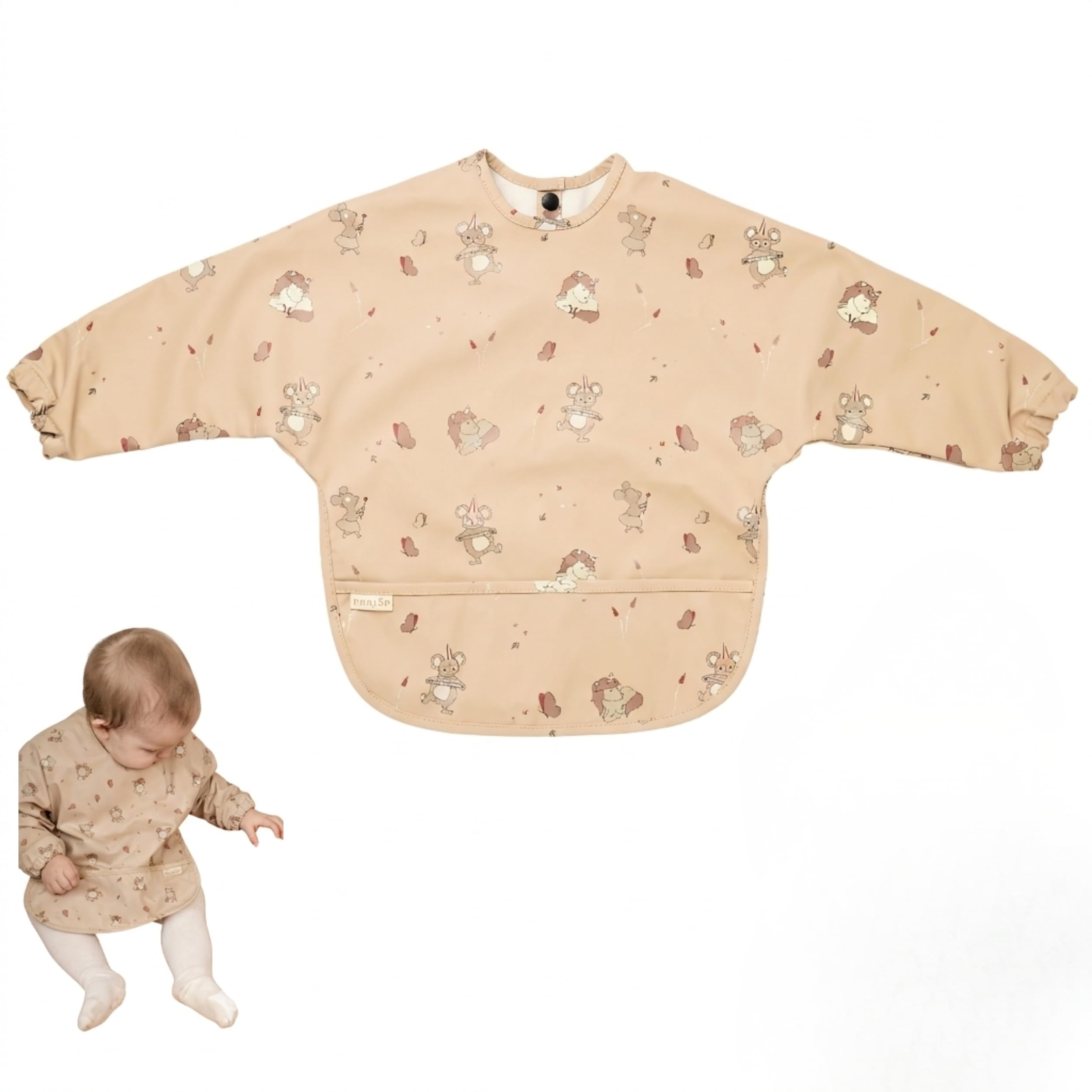 NUUROO Luna Coated Long-Sleeve Bib for Babies & Toddlers | Weaning Baby Bib with Sleeves Waterproof | Easy-Clean, Easy Wipe Coverall Weaning Bib | Full-Coverage Mealtime Protection (Unicorn)