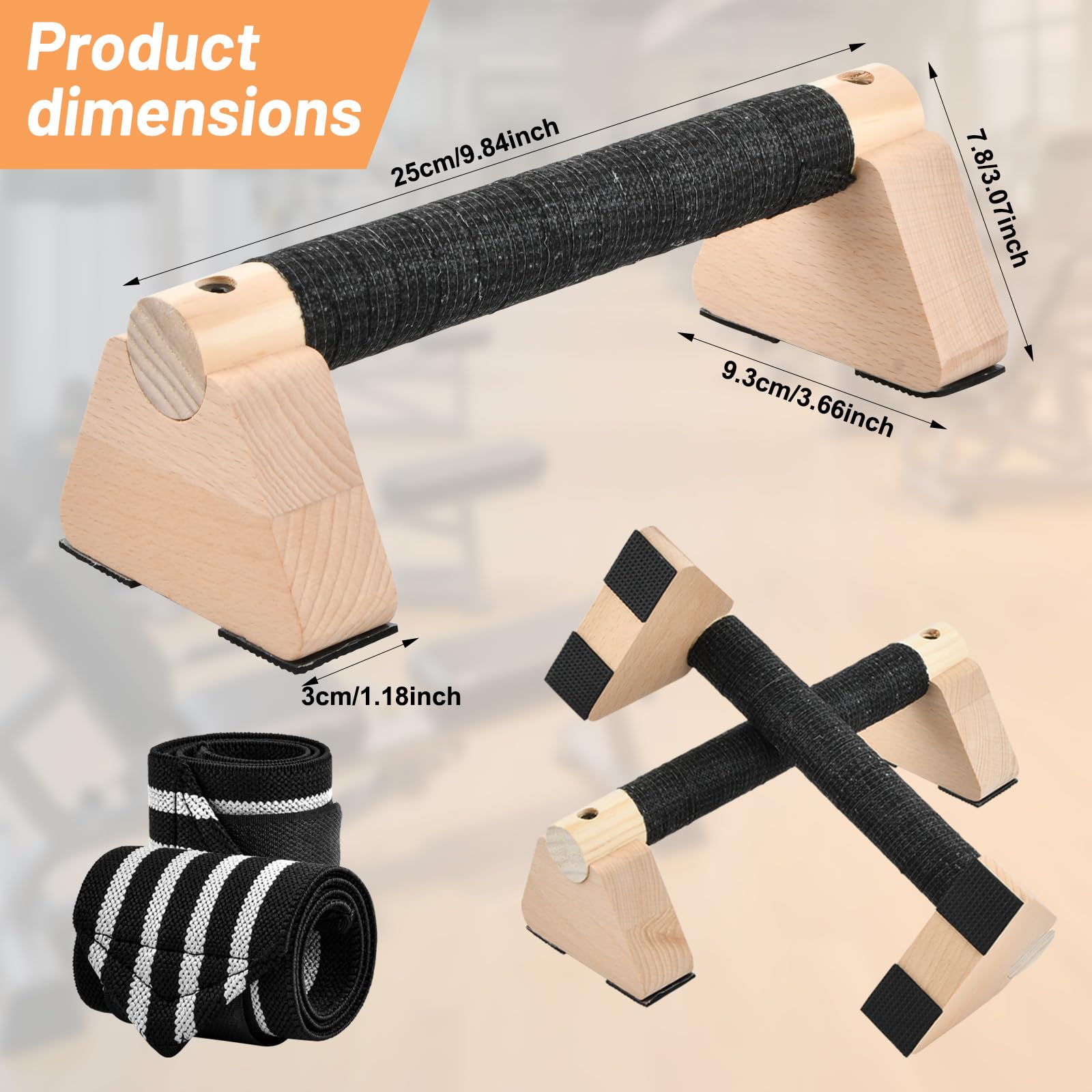 Parallele Calisthenics, 2 Parallele Basse, Maniglie per Flessioni in Legno 25cm, Ergonomiche e Antiscivolo con Protezione per il Polso, Push Up Bar Fitness per Interni ed Esterni