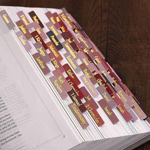 Pestañas de Biblia laminadas, lámina dorada en tono tierra, regalo cristiano de impresión grande para mujeres, pestañas de diario bíblico fáciles de