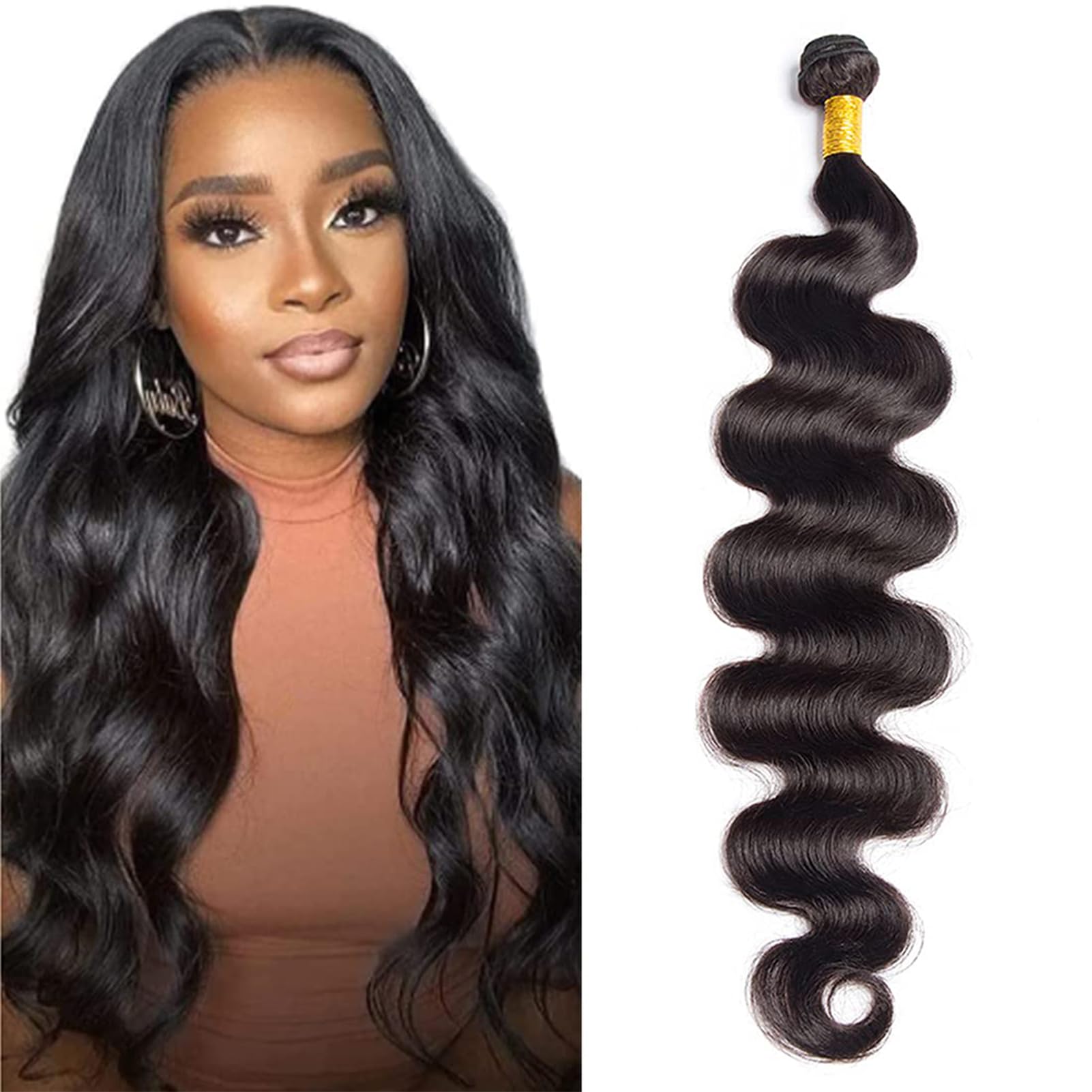 16A Body Wave Bundles Human Hair 100% Unprocessed Brazilian Virgin Hair Body Wave Single Bundles Human Hair Weave 1 Bundles Natural Color (20 Inch)