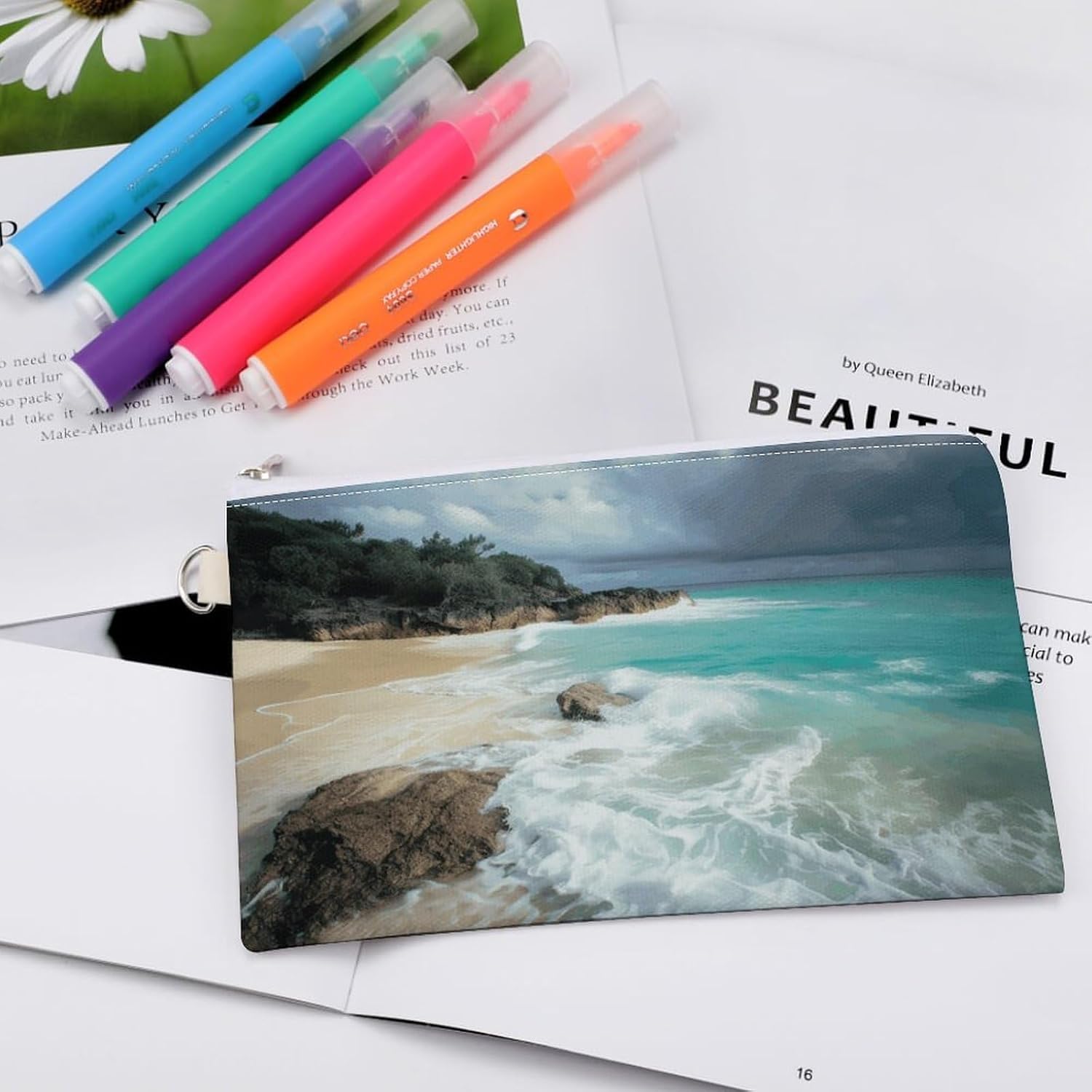 Serene Coastal Coin Purse Mini Coin Pocket Pouch Change Holder for Men Women Portable Change Wallet