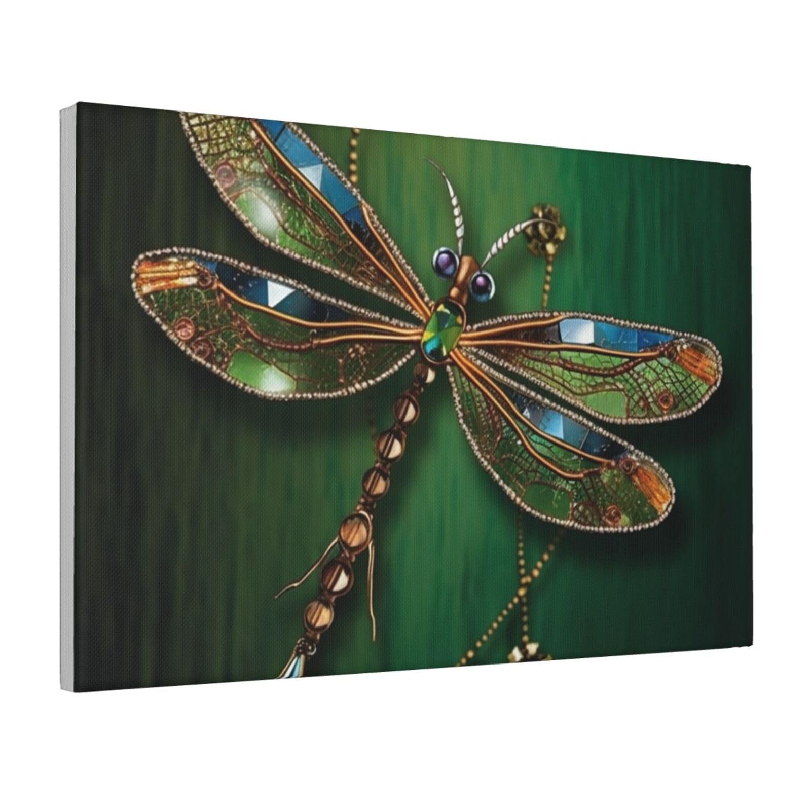 Framed Wall Art for Living Room Art Work, Jewel dragonfly Picture Prints Modern Office Wall Paintings Poster Aesthetic Wall Decorations for Home Decor Ready To Hang 12"x18"