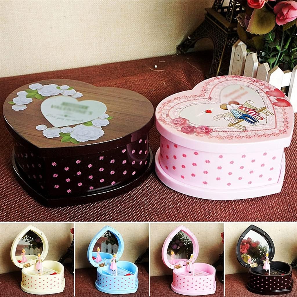 回転ハート型ジュエリーストレージ ダンシングガールラブリーバレリーナオルゴール付き (色 : E、サイズ : 写真が示すように)