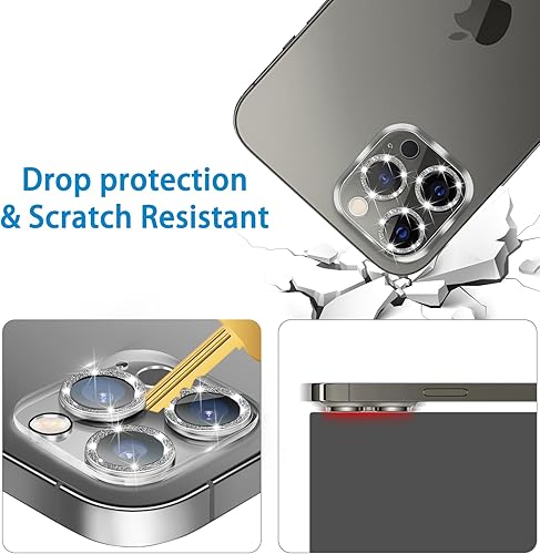 Miniatura 3 de Dengduoduo Paquete de 3 protector de lente de cámara de vidrio templado para iPhone 12 Pro de 6.1 pulgadas, Ultra HD, dureza 9H, antiarañazos,