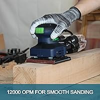 Vista 9 de ZEITE Lijadora de hojas de 2.4 amperios de 1/4 con 12 papeles de lija, lijadora eléctrica de palma para carpintería, cable de 10 pies, 14000 OPM