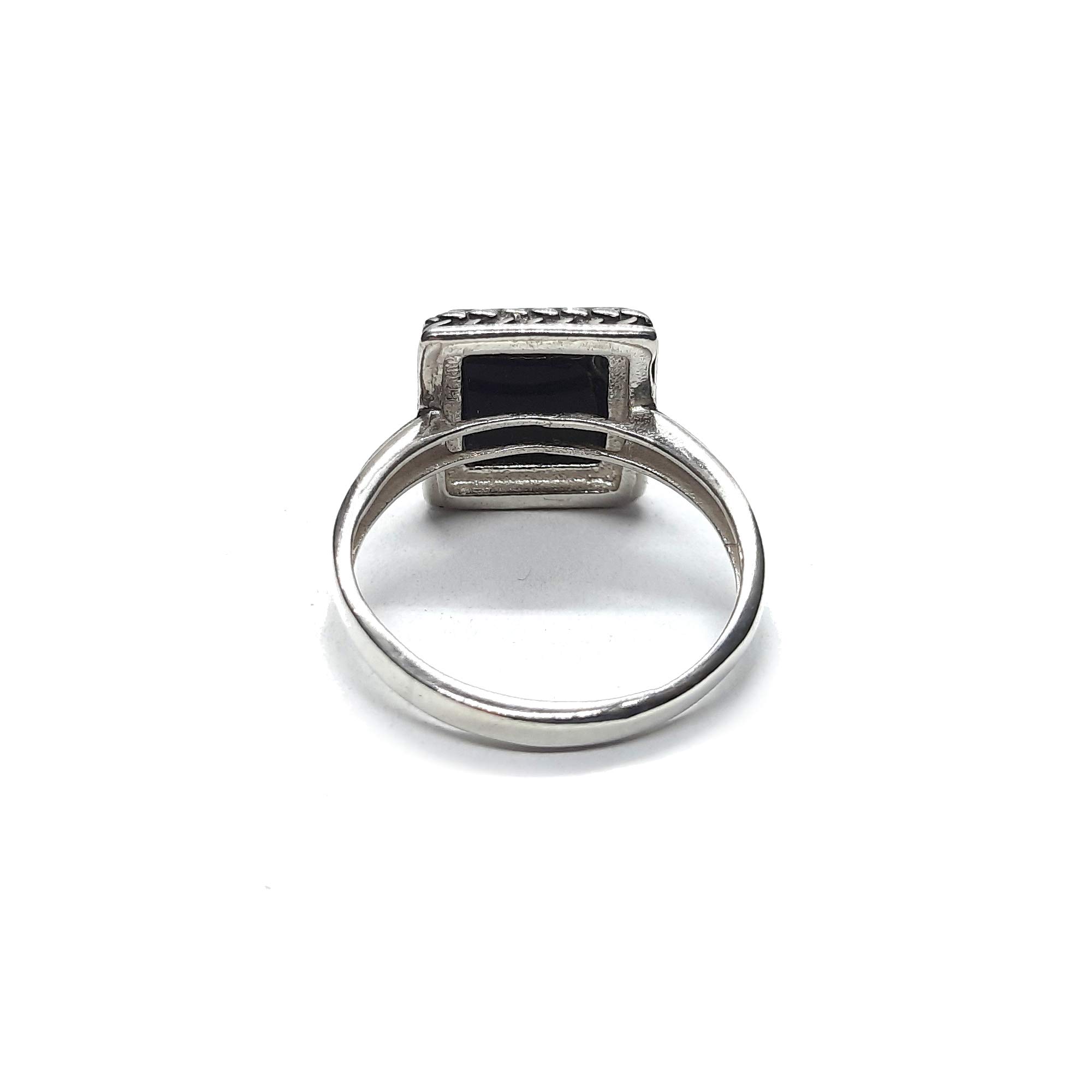 Anillo de Plata Esterlina Hecho a Mano Con Ónix Negro Genuino Sólido Estampado 925