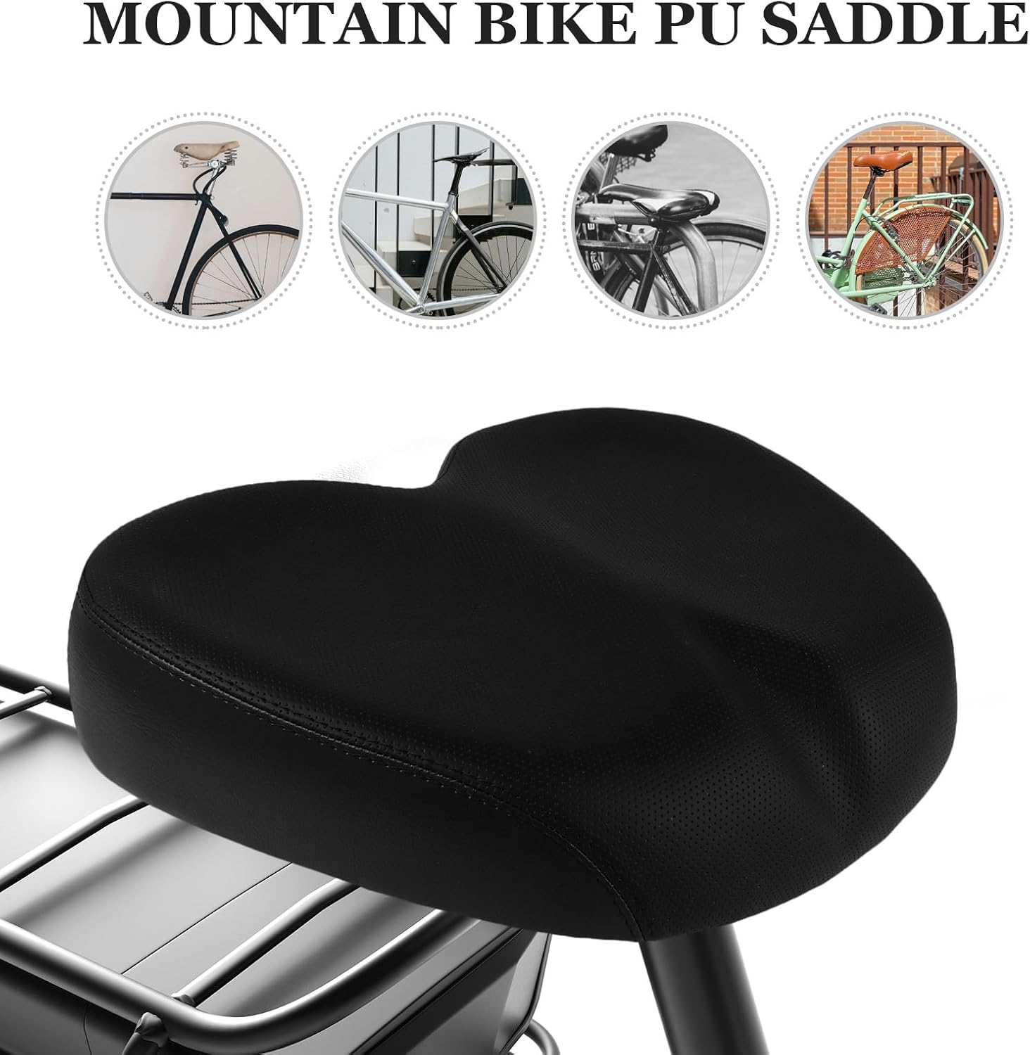 BESPORTBLE 1 Set Oversized Noseless Bike Seat for Women Men Extra Wide Saddles Bicycle Seat Cushion Replacement for Adults Exercise Cycling