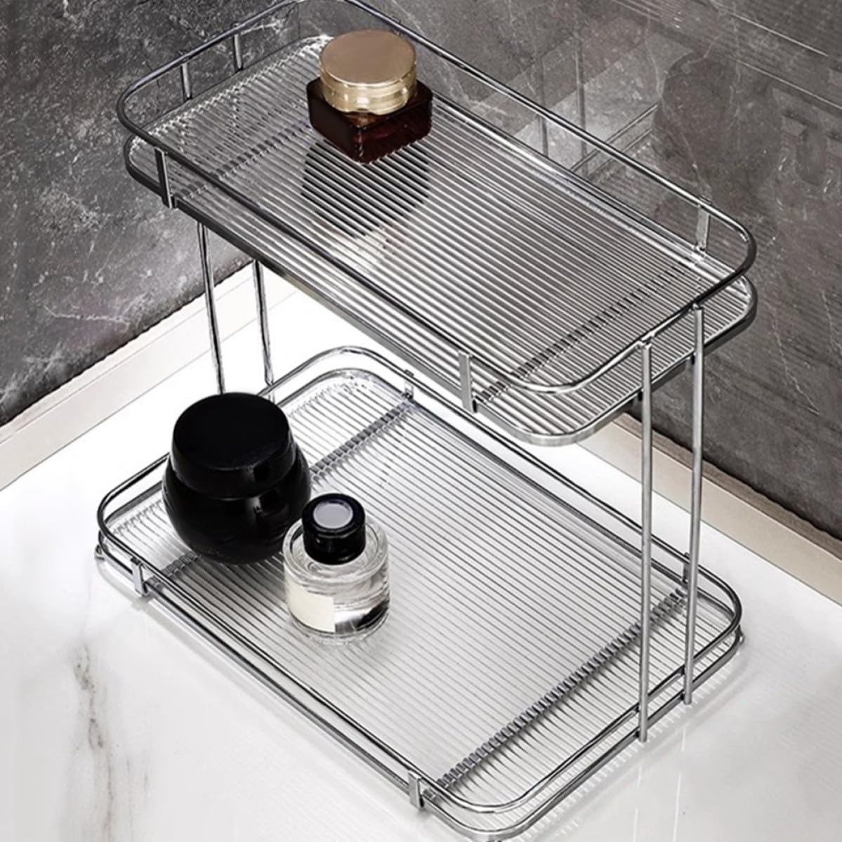 SHINEOFI Estante de Almacenamiento de 2 Niveles para Baño, Acrílico