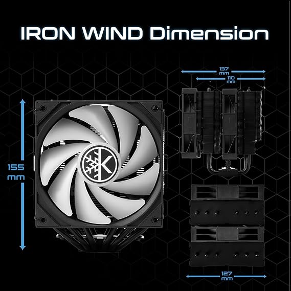 MICRO CENTER CPU Air Coolor Combo - AMD Ryzen 7 7700X CPU Processor with KINGCOOL Iron Wind 120mm ARGB CPU Air Cooler