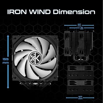 MICRO CENTER CPU Air Coolor Combo - AMD Ryzen 7 7700X CPU Processor with KINGCOOL Iron Wind 120mm ARGB CPU Air Cooler