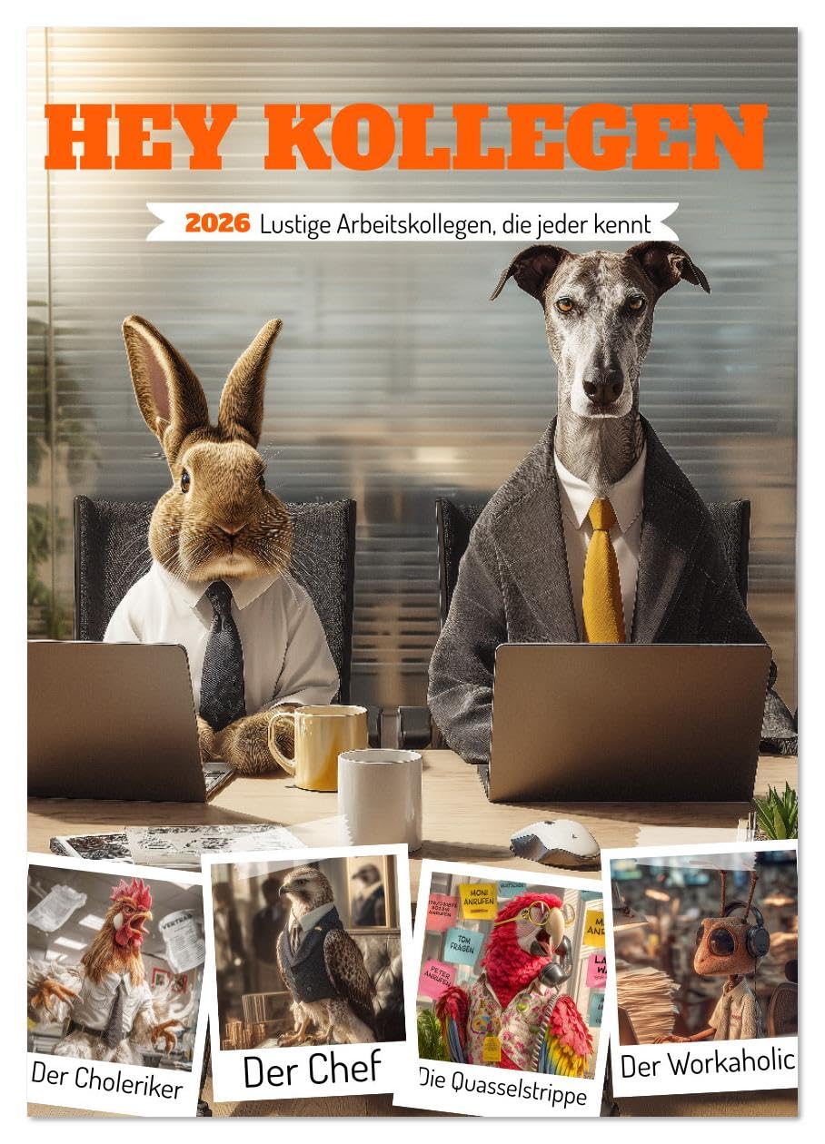 Hey Kollegen - Lustige Arbeitskollegen, die jeder kennt (Wandkalender 2026 DIN A2 hoch), CALVENDO Monatskalender: Witziger Tierkalender über den ... charmant und unterhaltsam. (CALVENDO Spass)