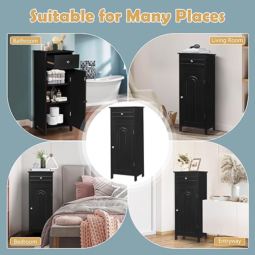 Miniatura 8 de MAT EXPERT Small Bathroom Storage Cabinet, Bathroom Floor Cabinet w/Drawer & Adjustable Shelves, Single Door, Modern Small Cabinet for Entryway,