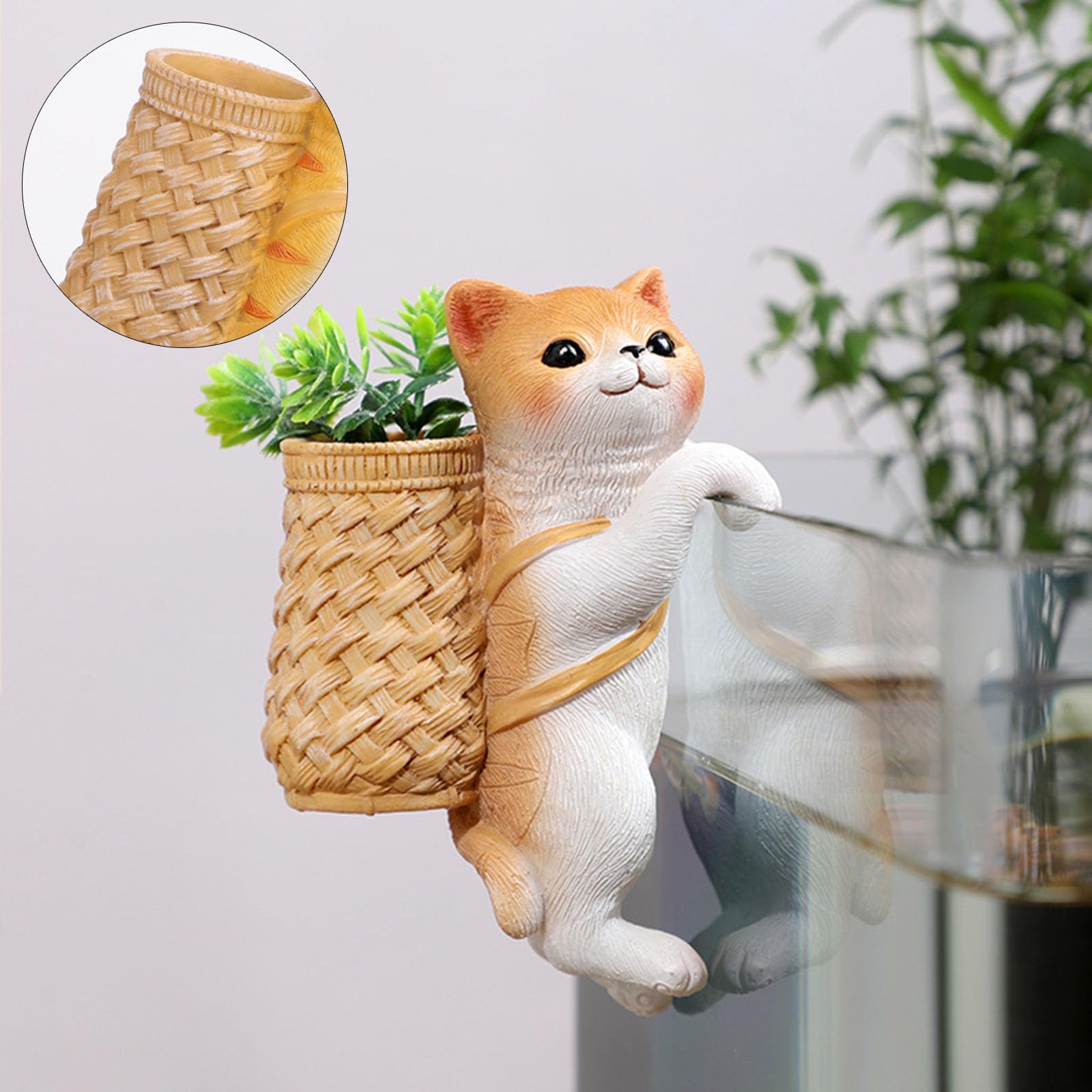 Woedpez Lustige Katzen mit Korb, hngende Ornamente, Kunstharz, Statue fr  Topfpflanzen, Innen- und Auenbereich, Katzen, Blumentpfe, Aufhnger,  Haken : Amazon.de: Garten
