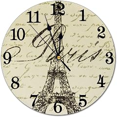 Vintage Eiffel Tower Wall Clock Battery Operated Silent Round Clock Paris Theme Wall Decor for photo Vintage Eiffel Tower Wall Clock Battery Operated Silent Round Clock Paris Theme Wall Decor for