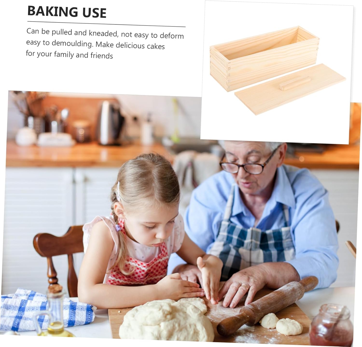 Ciieeo Wooden Toast Mold with Lid Reusable Non-stick Loaf Container for Baking Bread Lightweight Wooden Design for Kitchen Use for Homemade Toast