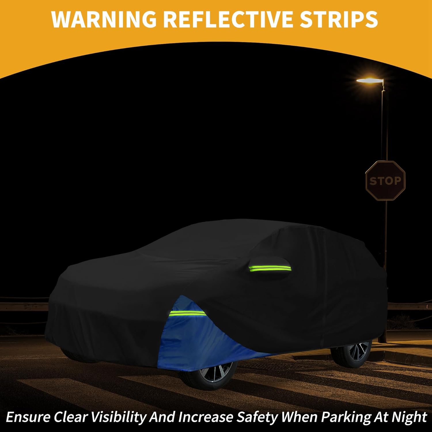 Car Cover Waterproof All Weather 210D, UV Sun Rain Protection, for Honda CRV with Left Side Zipper, Black & Blue