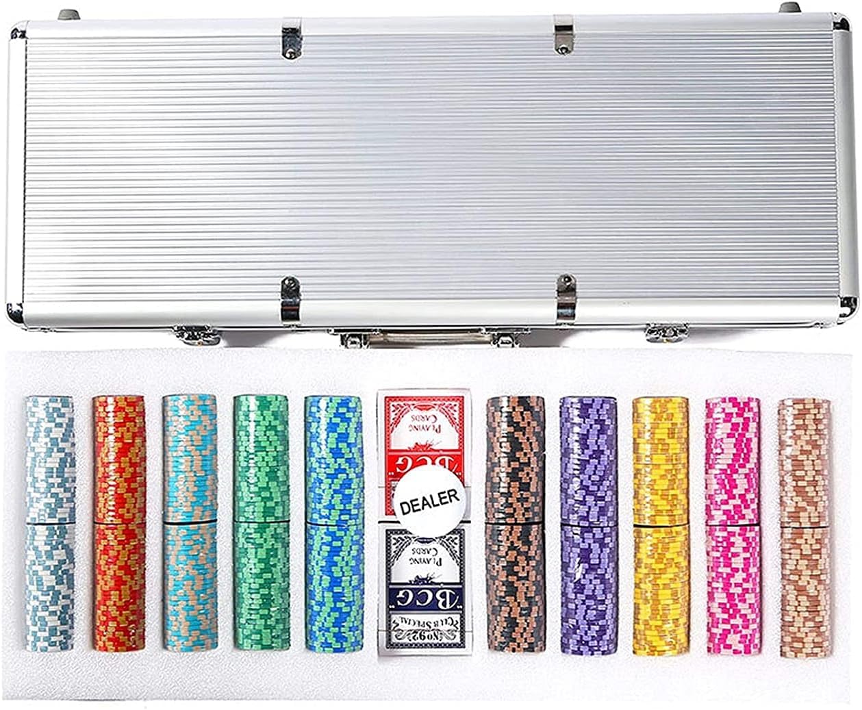 Jetons de Casino, 200 pièces/500 pièces, jetons de Poker Professionnels avec Valeur faciale et boîtier en Aluminium, Jeu de jetons de Poker Club pour Le Jeu de Blackjack, Texas HOL